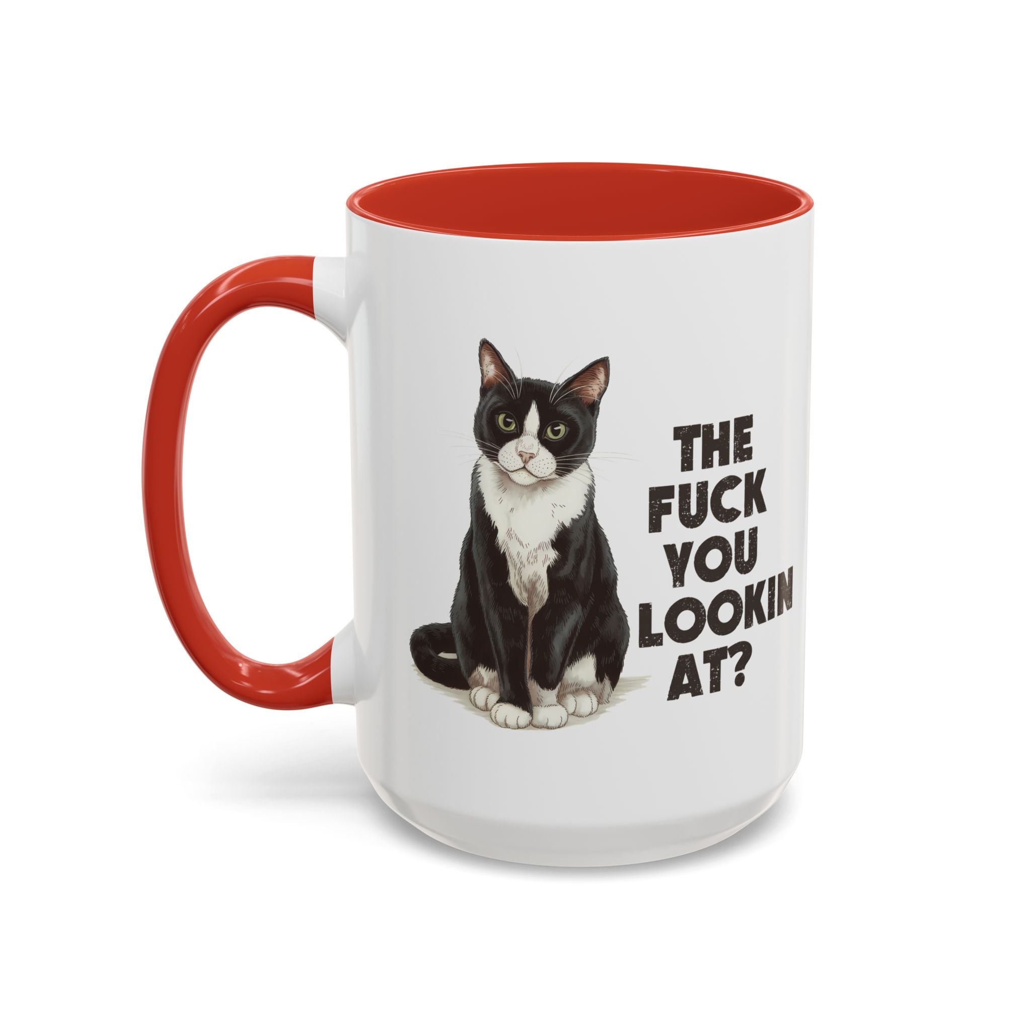 Humorous Cat Accent Coffee Mug - "What You Lookin' At?" 11/15oz attitude and sarcasm