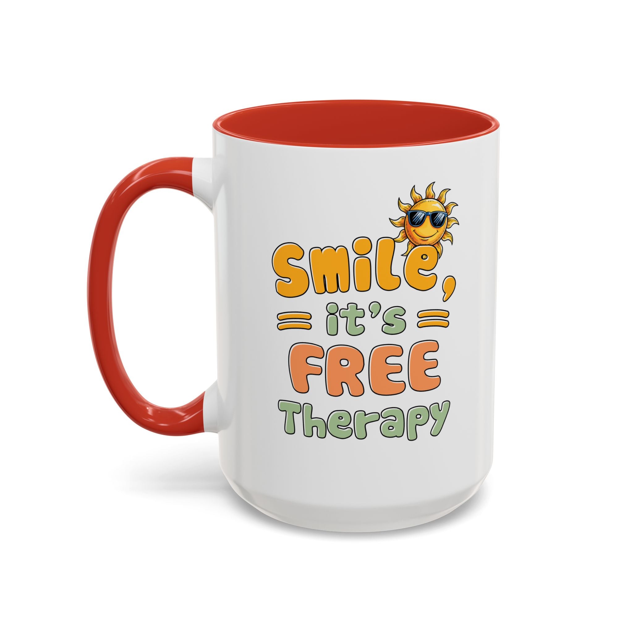 Smile It's Free Therapy Coffee Mug - Fun & Cheerful Accent Mugs for Brightening Your Day