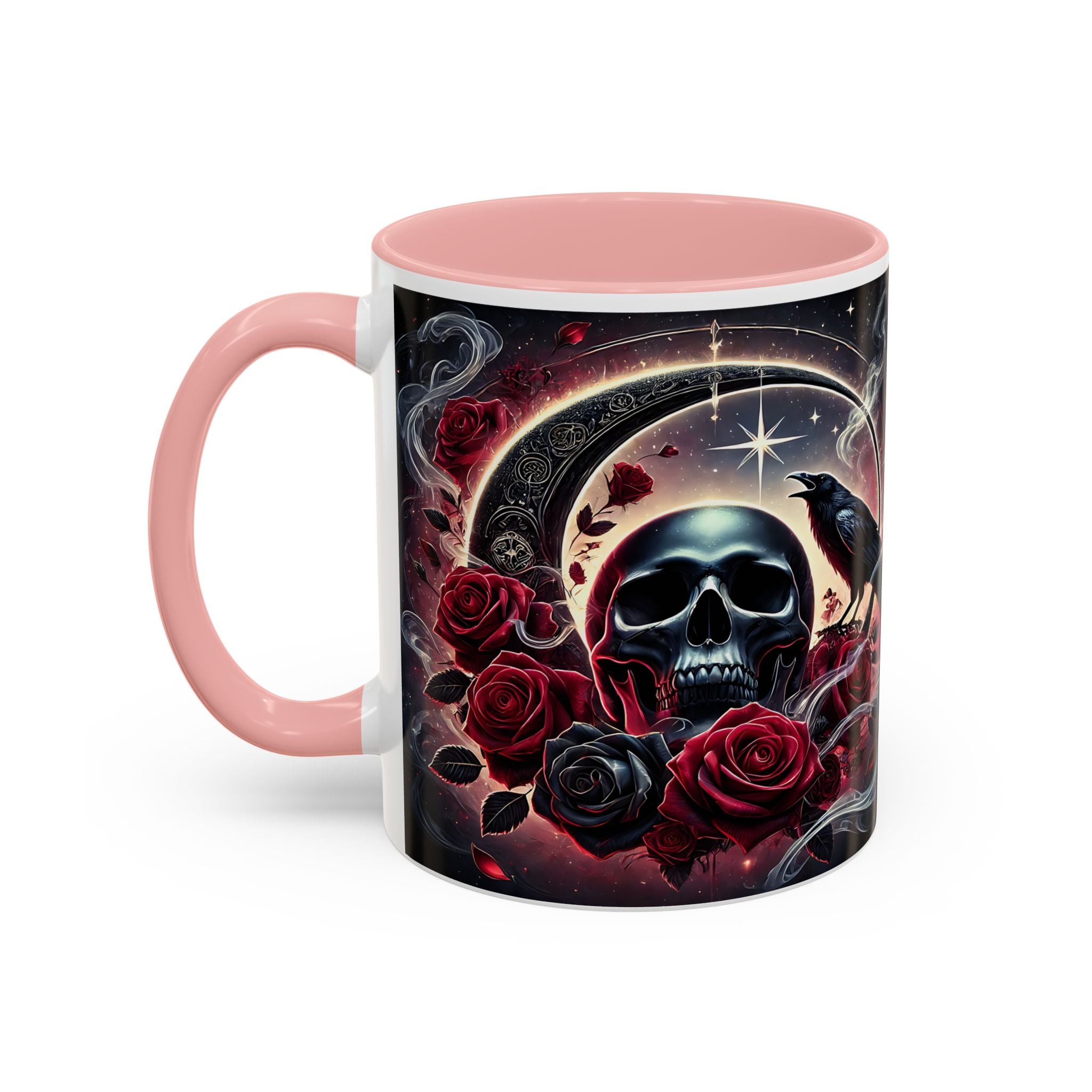 Skull & Raven Accent Coffee Mug — Gothic Roses 11/15oz
