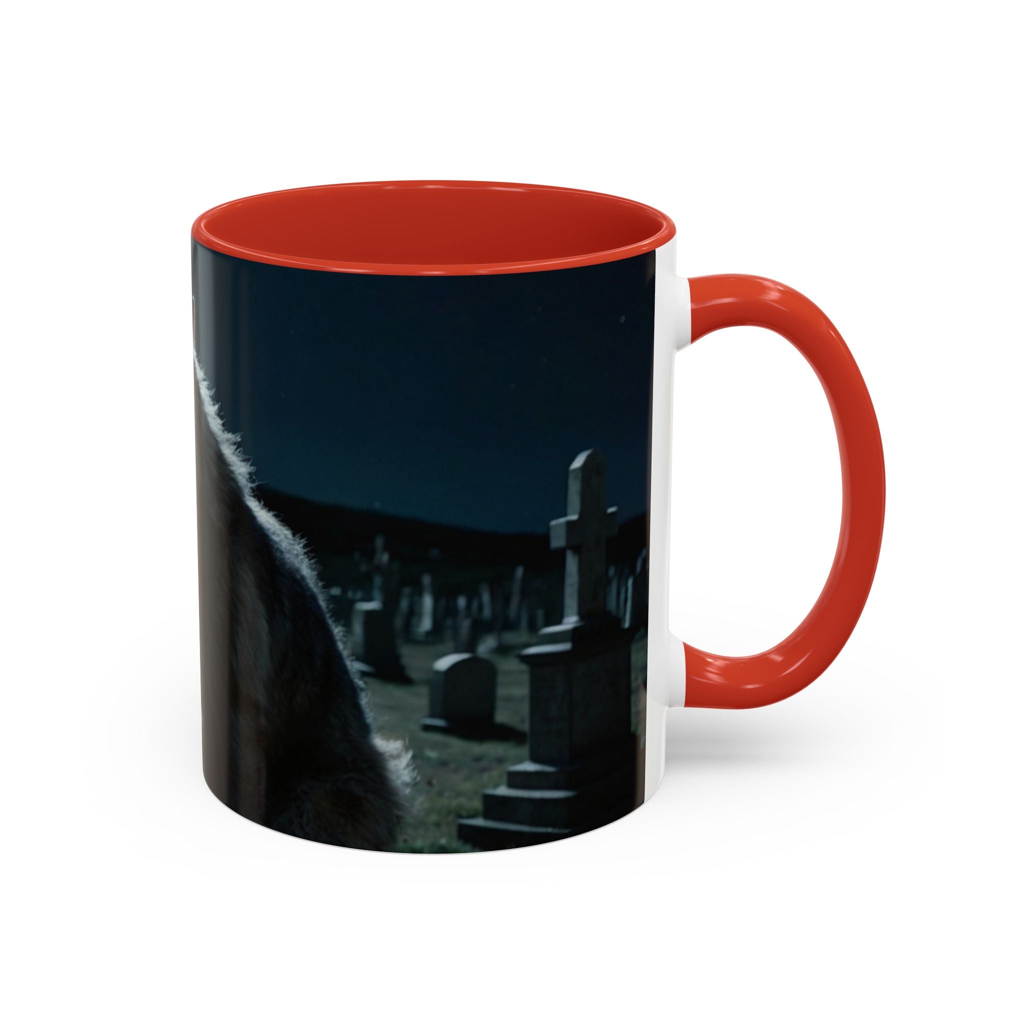 halloween werewolf in graveyard Howling Wolf Accent Coffee Mug - 11 & 15oz
