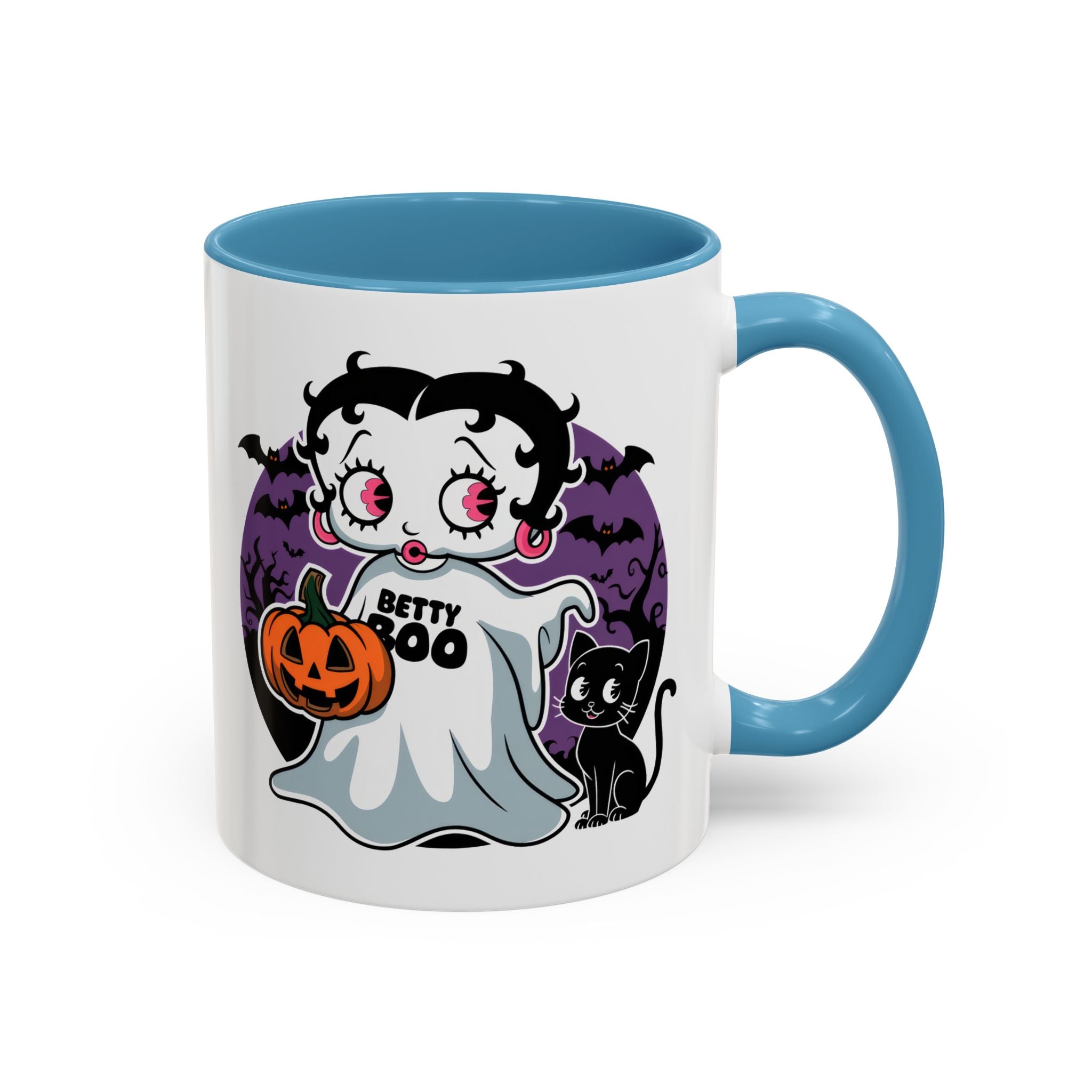 Betty Boo Halloween Ghost Mug — Cute Spooky Pumpkin & Black Cat Accent Coffee Cup