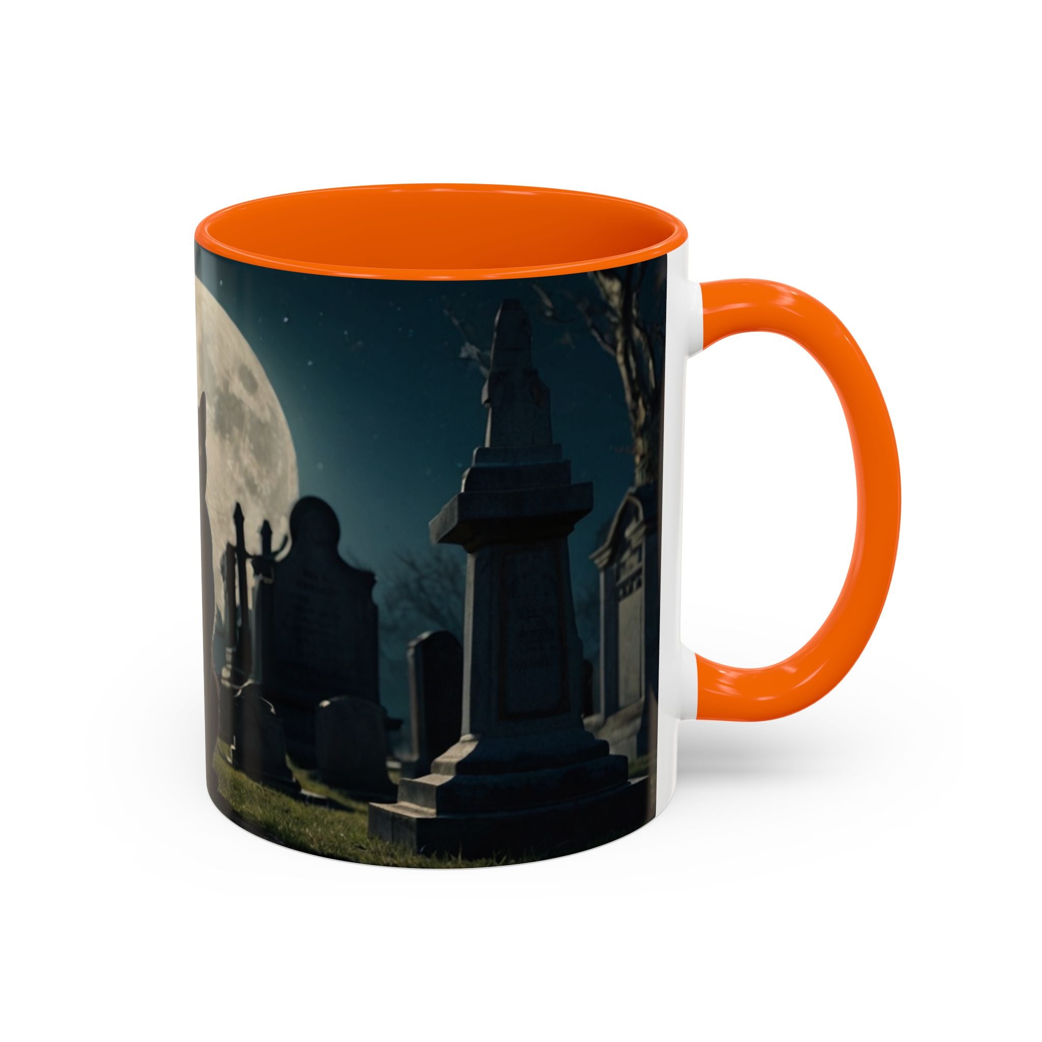 Mystical Black Cat Coffee Mug - 11oz & 15oz halloween graveyard full moon