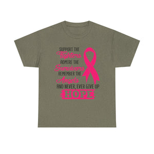 Hope Support Cotton Tee for Fighters and Survivors, Awareness T-Shirt, Breast Cancer Gift, Inspirational Apparel, Unisex Charity Shirt