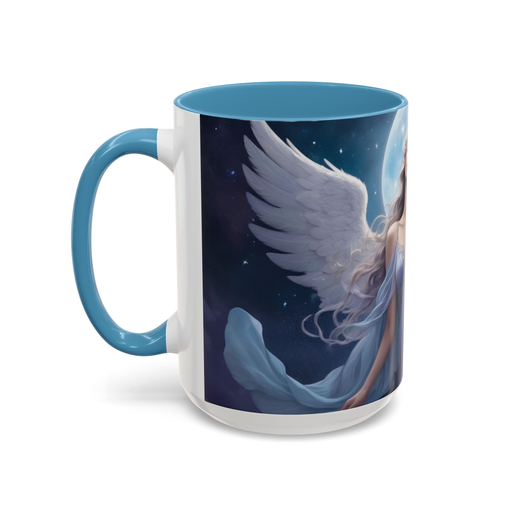 Celestial Angel Accent Coffee Mug - 11 & 15oz, Ethereal Design for Dreamy Coffee Lovers fantasy