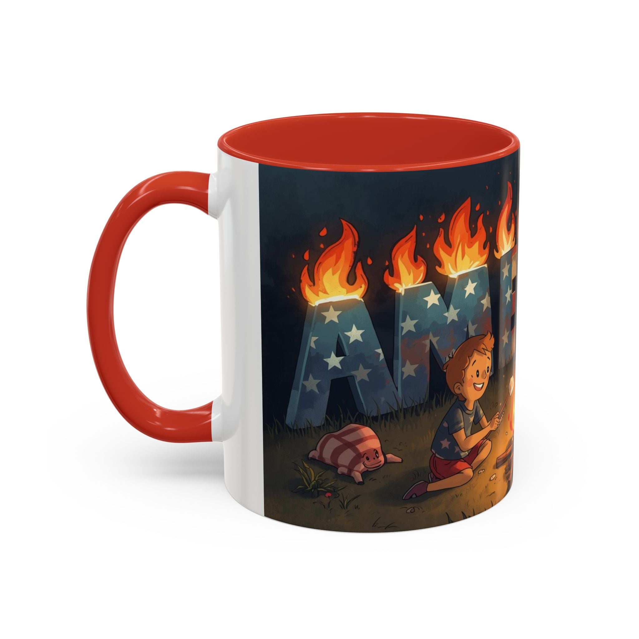 Patriotic Camping Coffee Mug - Fun America Design, Perfect for , Campfire Gatherings, Super for Gifts