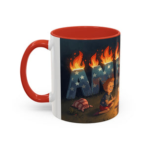 Patriotic Camping Coffee Mug - Fun America Design, Perfect for , Campfire Gatherings, Super for Gifts
