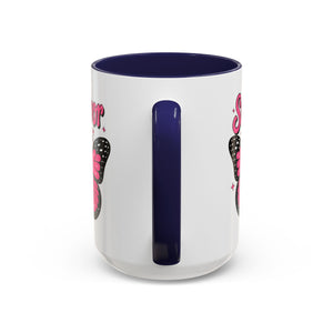 Survivor Butterfly Coffee Mug, Inspirational Gift, Pink Ribbon Mug, Breast Cancer Awareness, Empowerment Cup, Motivational Drinkware