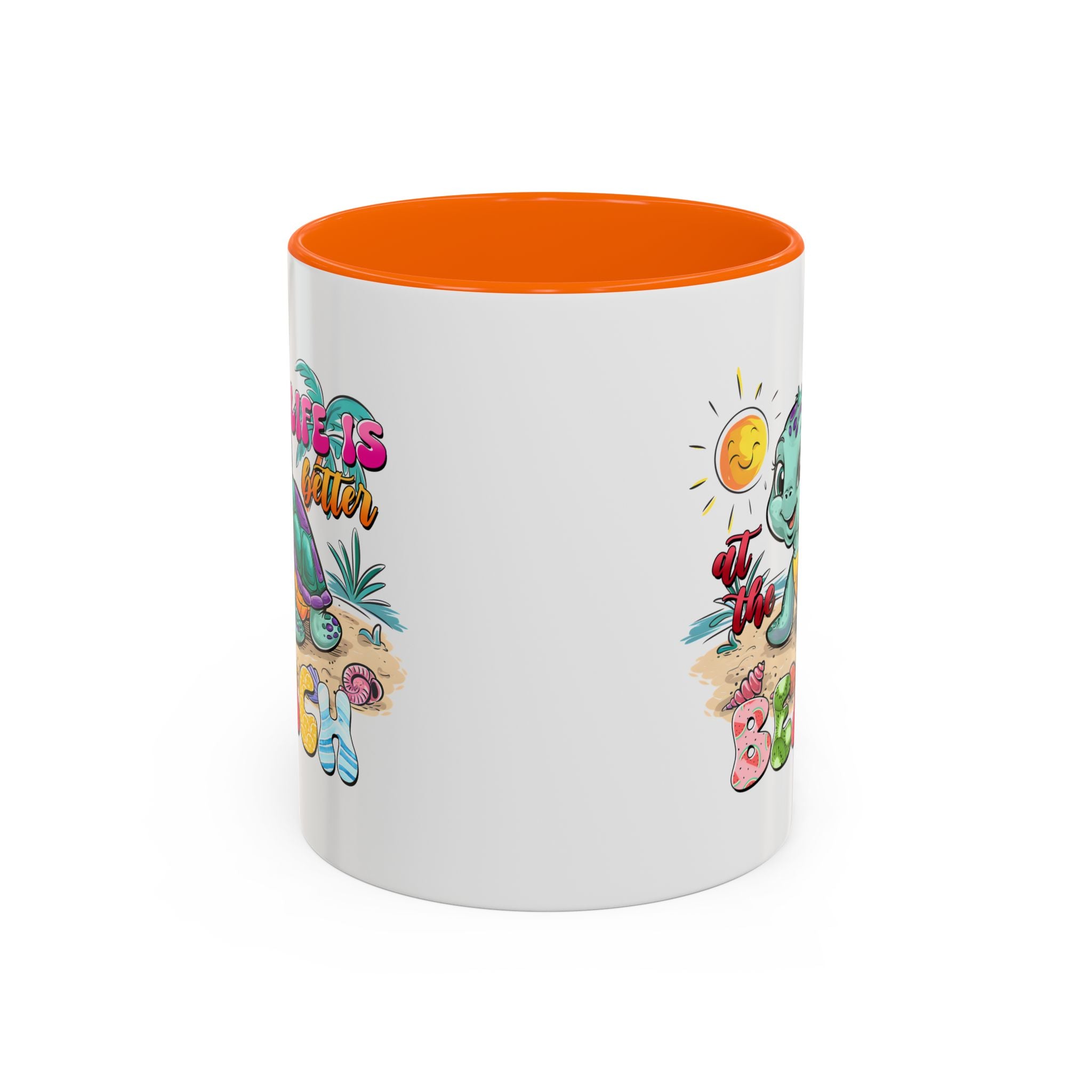 Beach Vibe Accent Coffee Mug - "Life is Better at the Beach" Design turtle animal lover