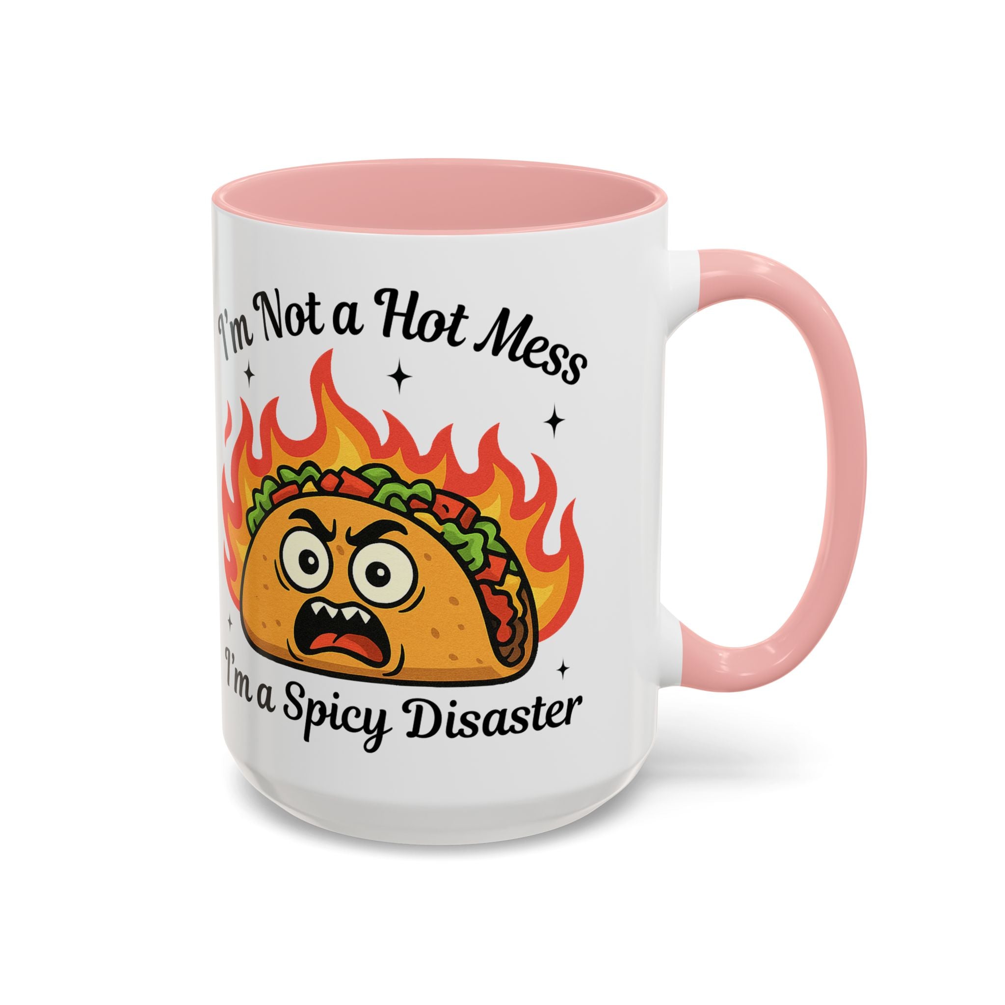 Funny Taco Mug - "I’m Not a Hot Mess, I’m a Spicy Disaster" Accent Coffee Mug