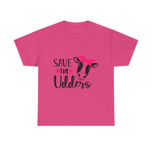 cancer awareness Save the Udders Unisex Heavy Cotton Tee, Fun Cow Tee,  Animal Lover Gift, Casual Tee, Eco-Friendly Apparel