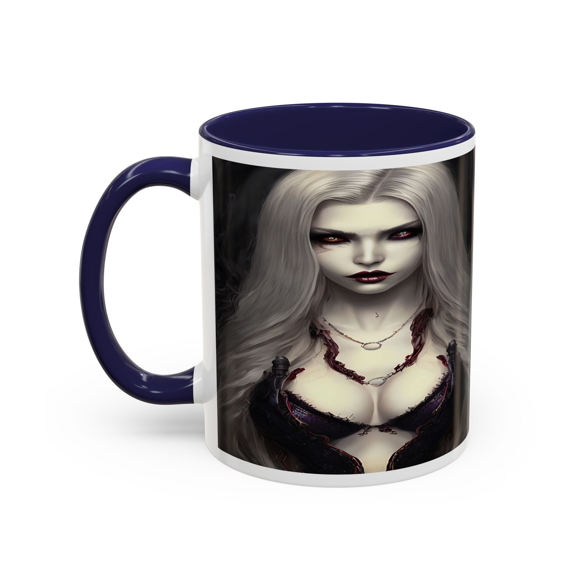 sexy busty woman vampire Gothic Fantasy Coffee Mug - 11oz & 15oz horror art