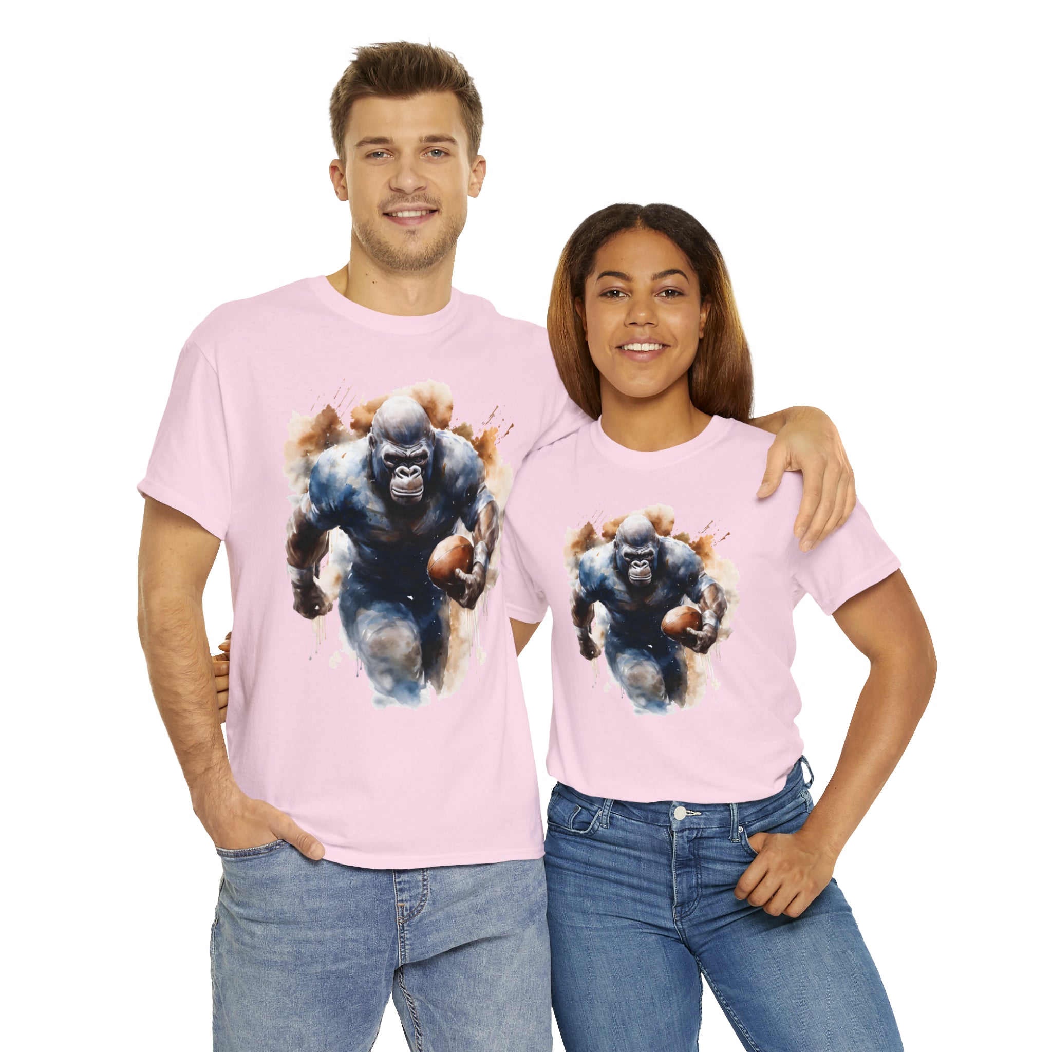 funny Football gorilla t shirt gift Unisex Heavy Cotton Tee