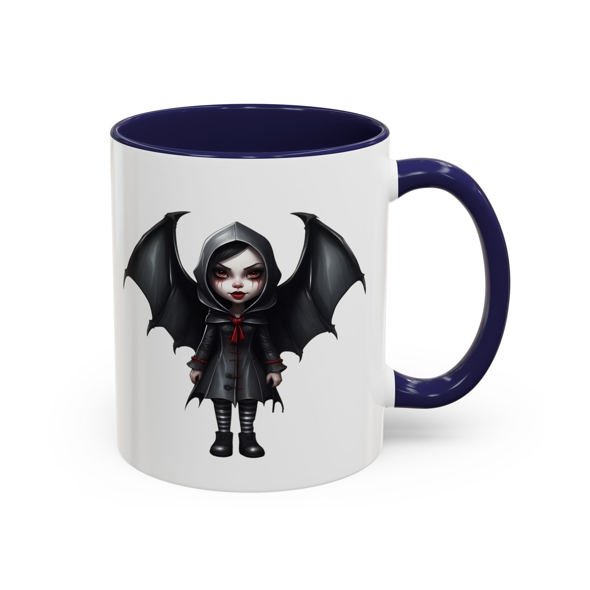 gothic vampire girl with wings horror art Accent Coffee Mug (11, 15oz) vamp14