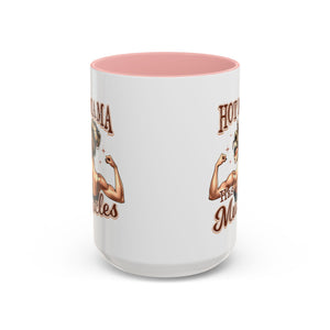 Hot Mama Has Muscles Coffee Mug - Fun & Motivational 11/15oz Accent Mug for Fitness Lovers