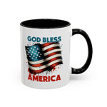 Americana Accent Coffee Mug - God Bless America Design (11oz, 15oz) USA flag