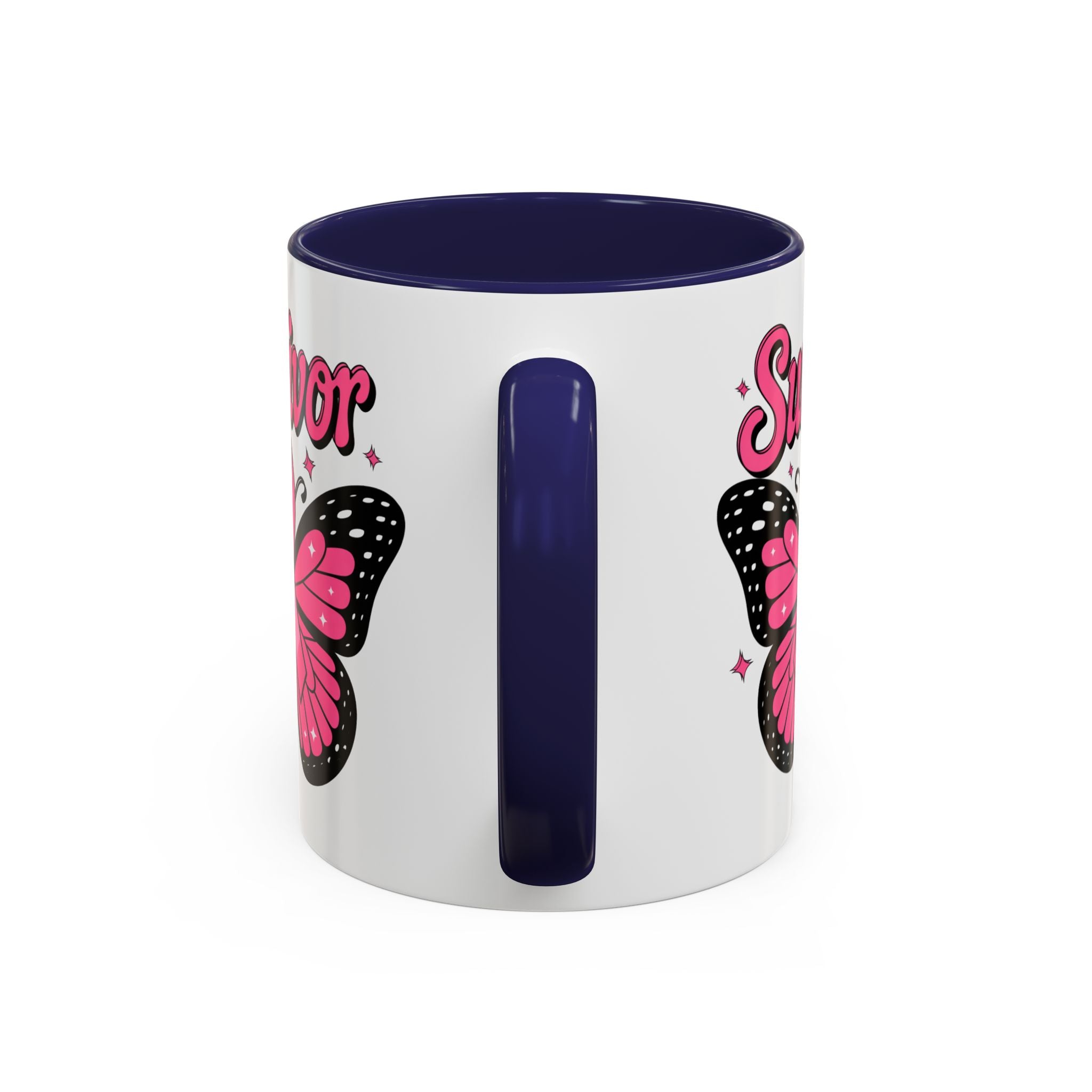 Survivor Butterfly Coffee Mug, Inspirational Gift, Pink Ribbon Mug, Breast Cancer Awareness, Empowerment Cup, Motivational Drinkware