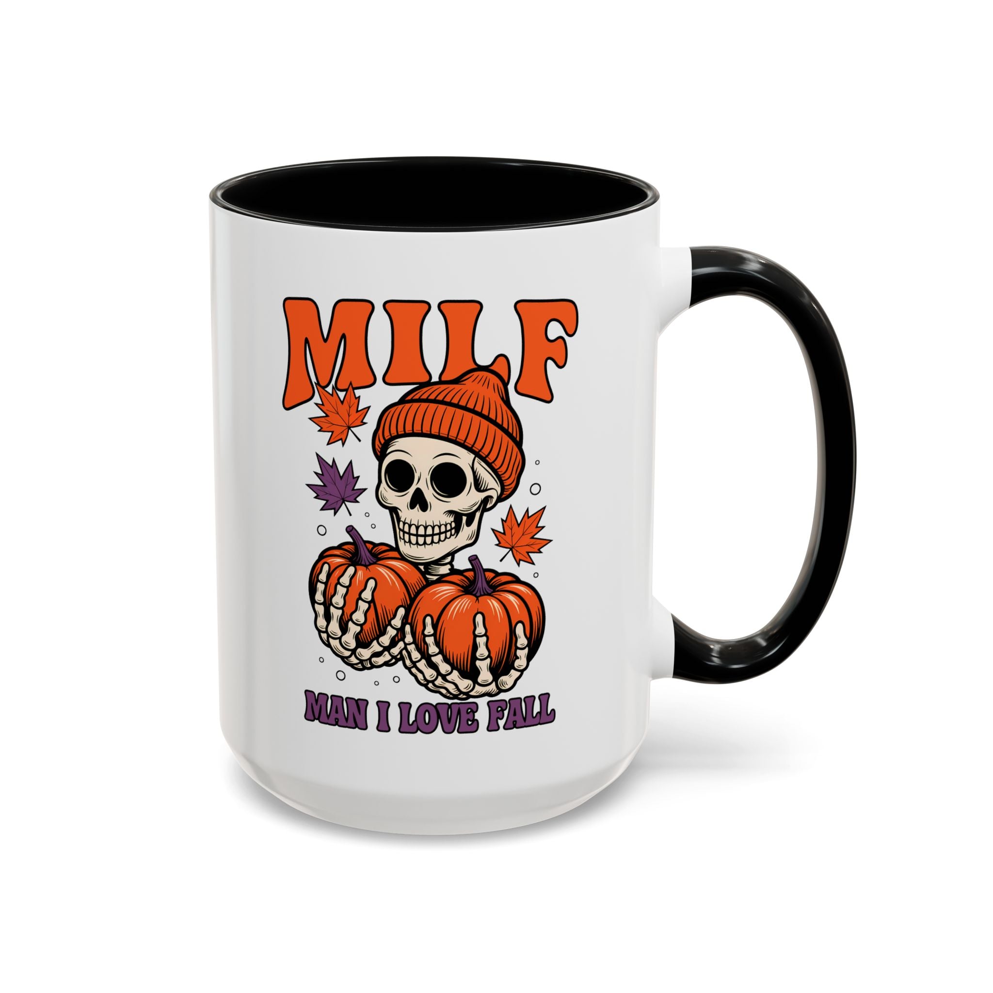 Halloween Pumpkin Skull Coffee Mug – "MILF: Man I Love Fall" funny adult humor sexy time joke