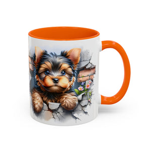 Cute Dog Peeking Coffee Mug, Pet Lover Gift, Yorkshire Terrier Mug, Animal Lover Coffee Cup, Dog-Themed Drinkware, Doggie Mug