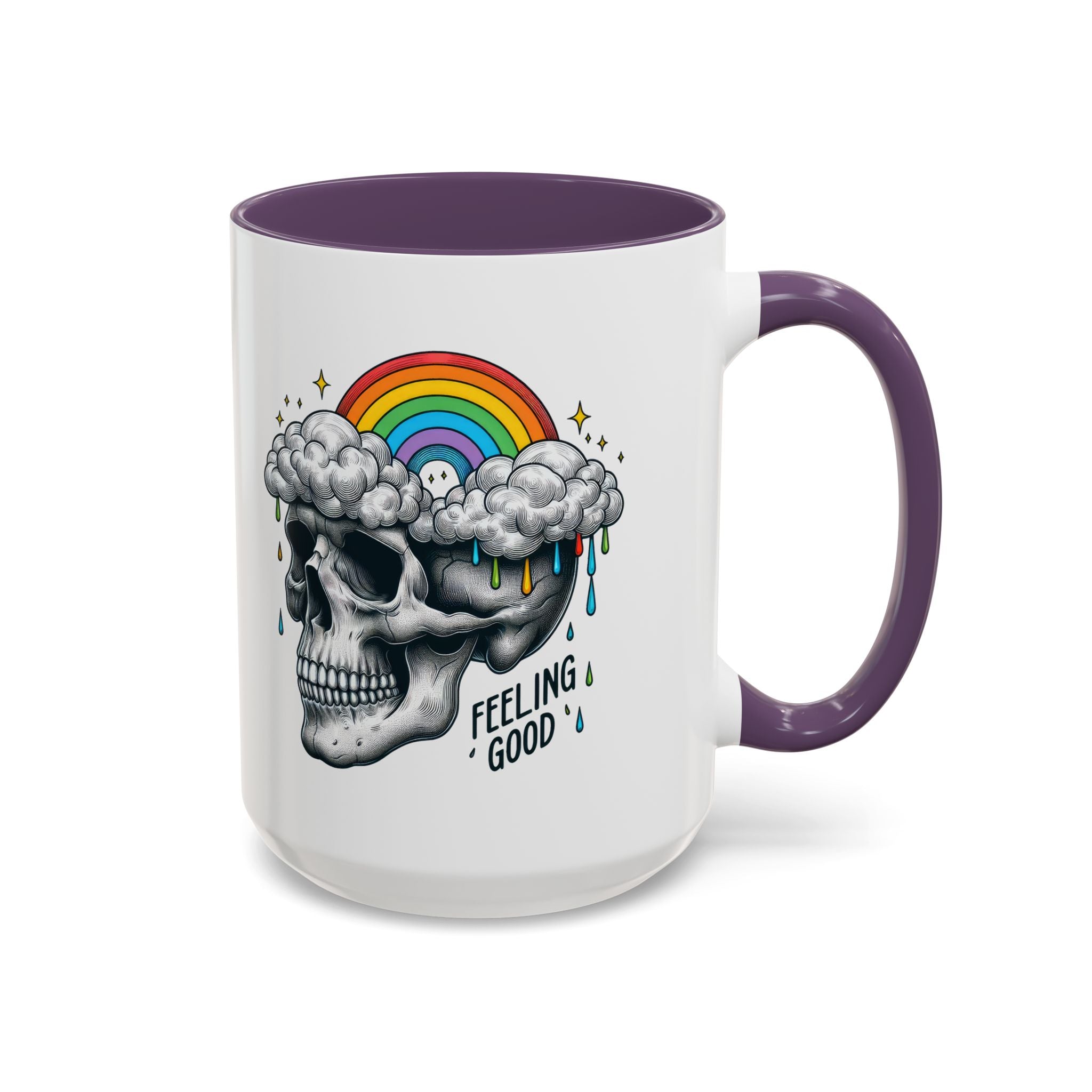 Skull Rainbow Coffee Mug, Unique Gift for Coffee Lovers, Halloween Decor, Daily Motivation Mug, Fun Skull Design