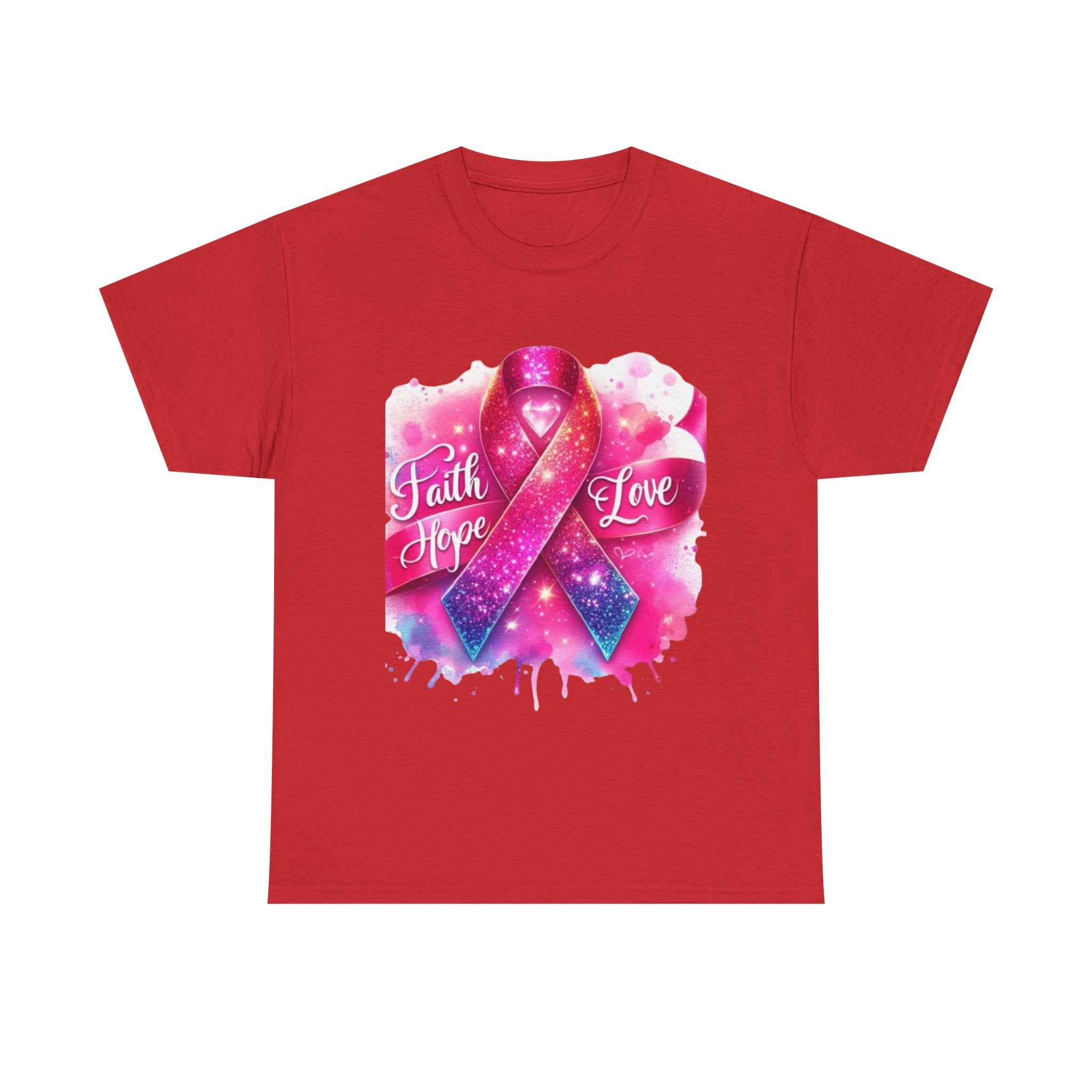 Faith, Hope, Love Tee - Unisex Heavy Cotton T-Shirt, Inspirational Shirt, Cancer Awareness Gift, Motivational Apparel, Stylish Everyday Wear