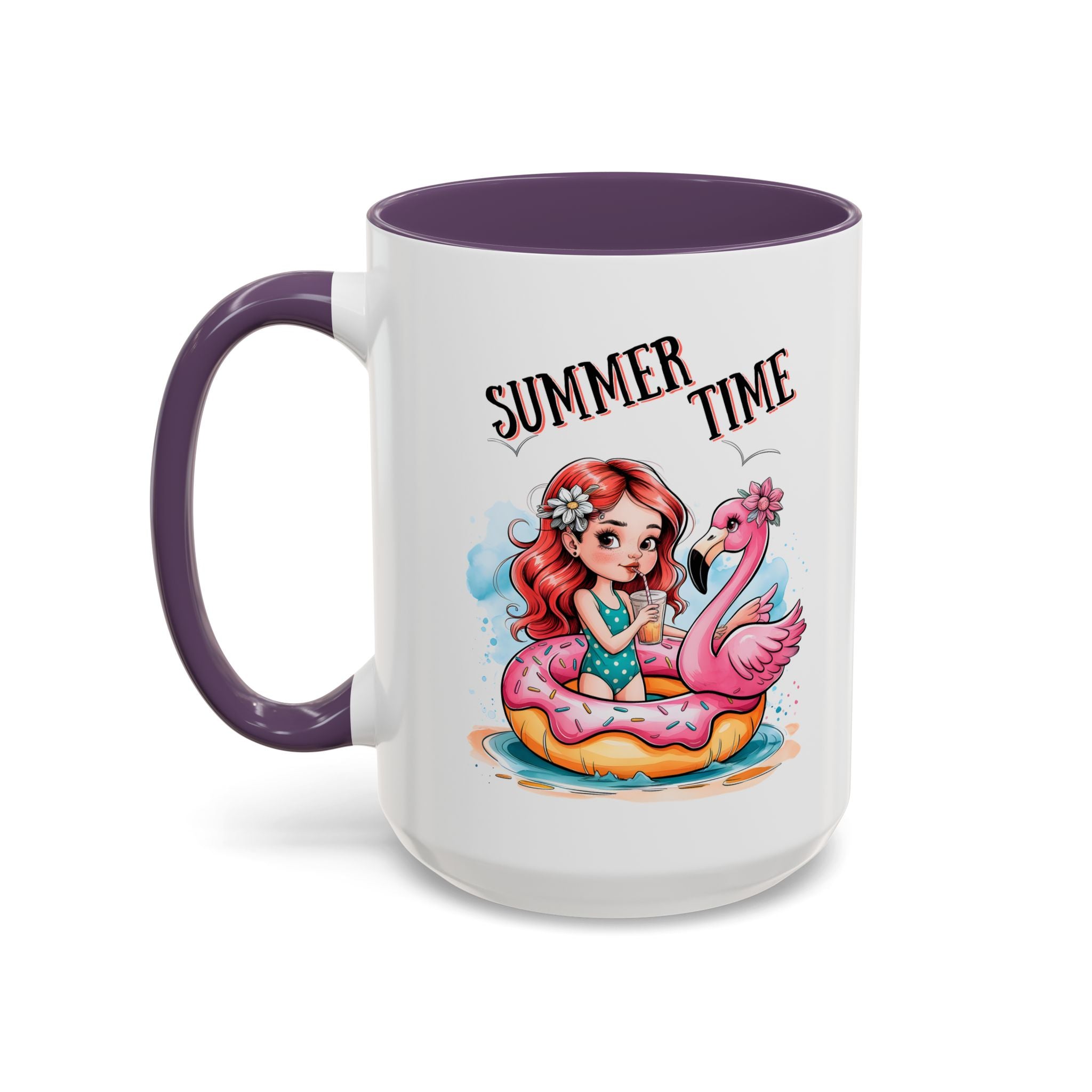 Summer Time Accent Coffee Mug - 11oz & 15oz funny cute girl floating