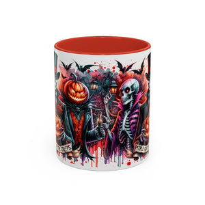 Halloween-themed Accent Coffee Mug, Spooky Skull Mug, Pumpkin Art Cup, Unique Gift for Halloween Lovers, October Decor