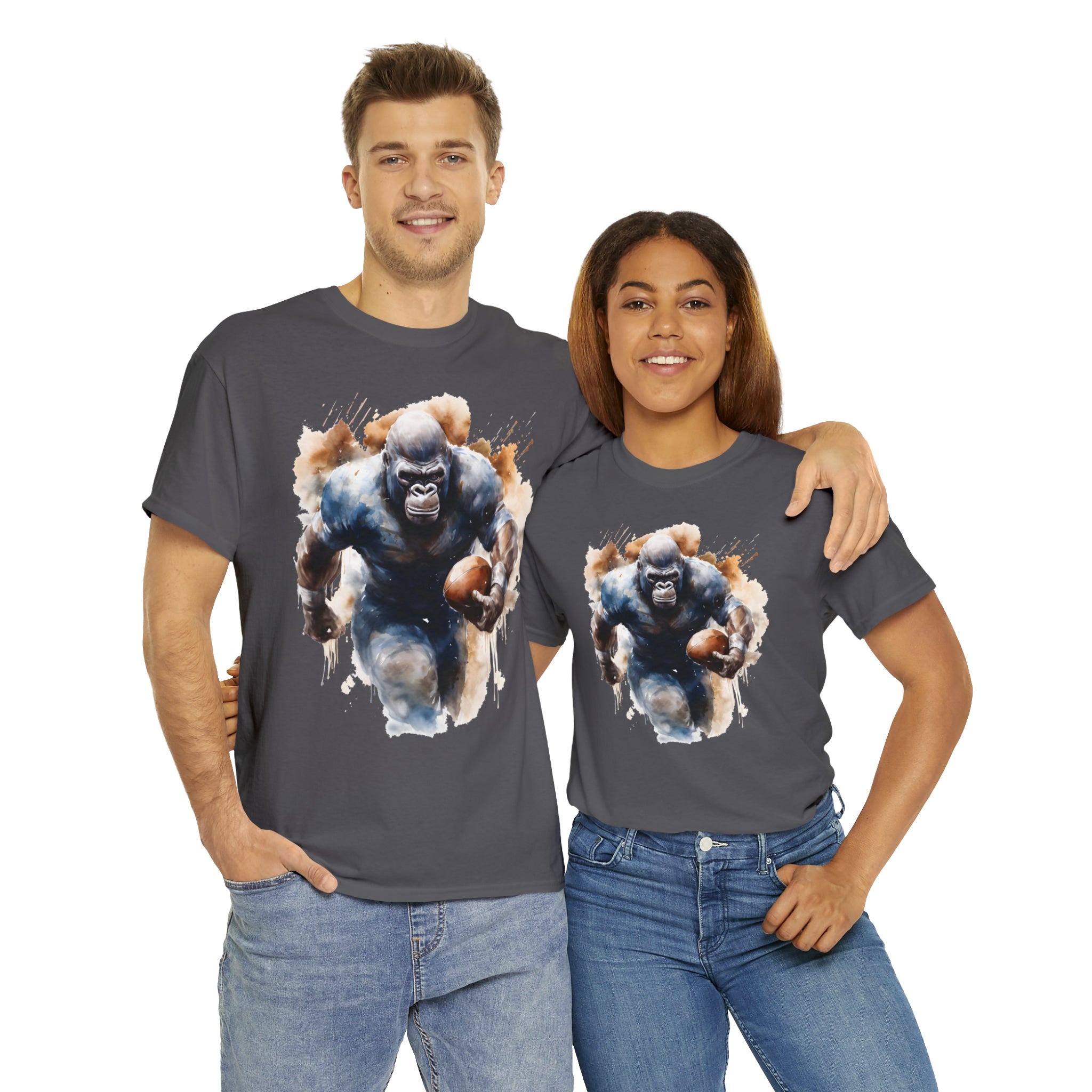 funny Football gorilla t shirt gift Unisex Heavy Cotton Tee