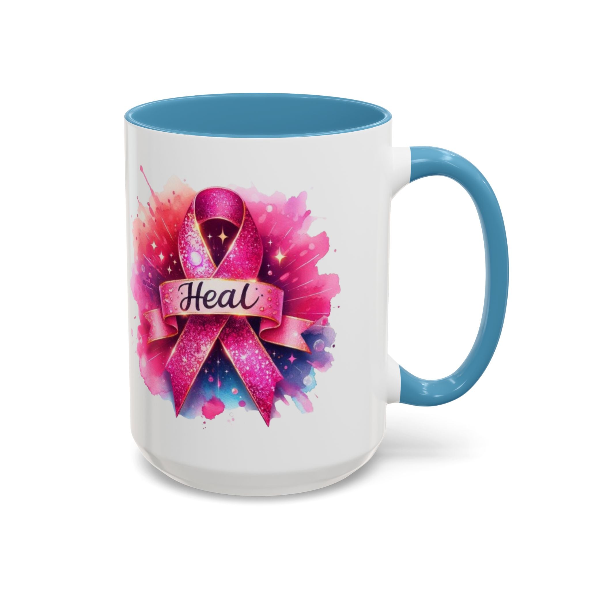 cancer awareness Inspirational Coffee Mug, Healing Ribbon Mug, Gift for Cancer Survivors, Motivational Drinkware, Support