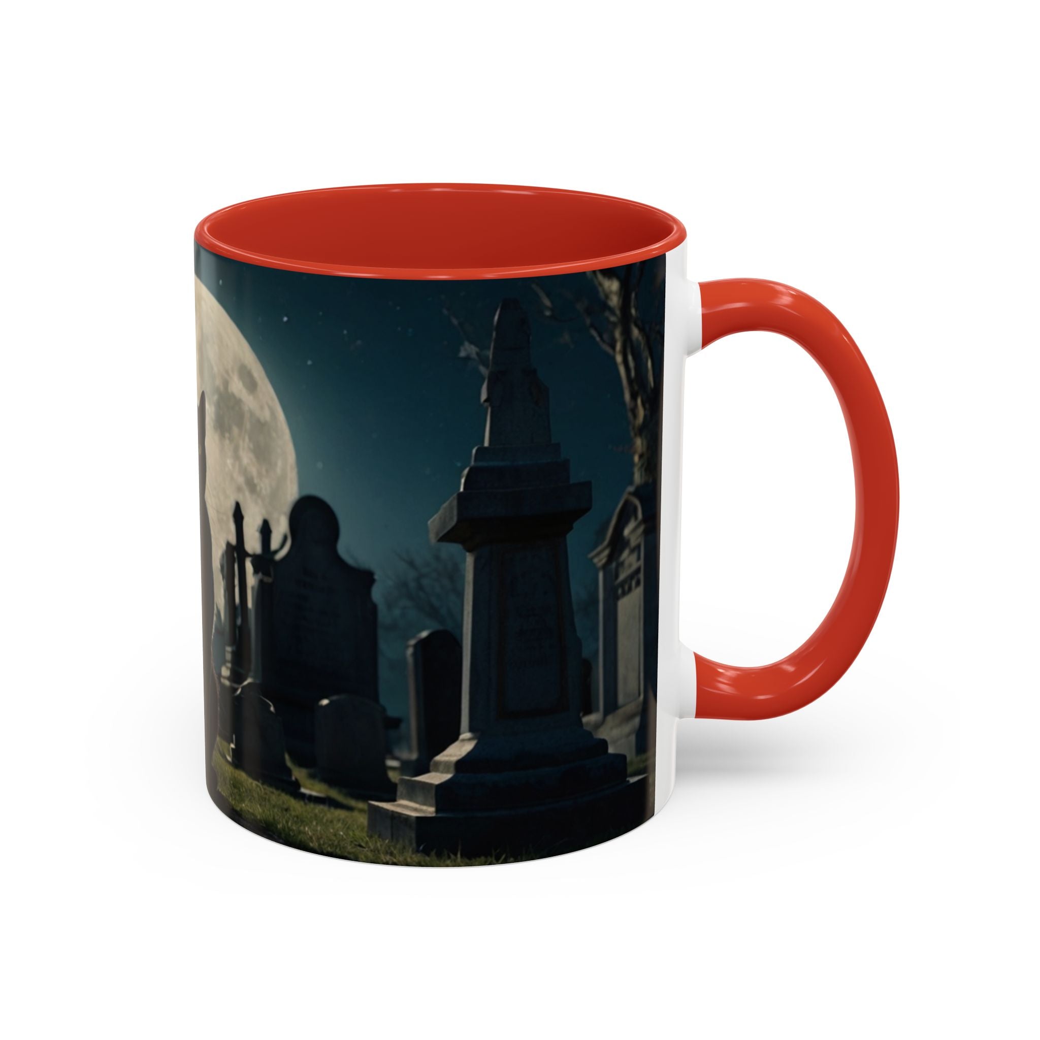 Mystical Black Cat Coffee Mug - 11oz & 15oz halloween graveyard full moon