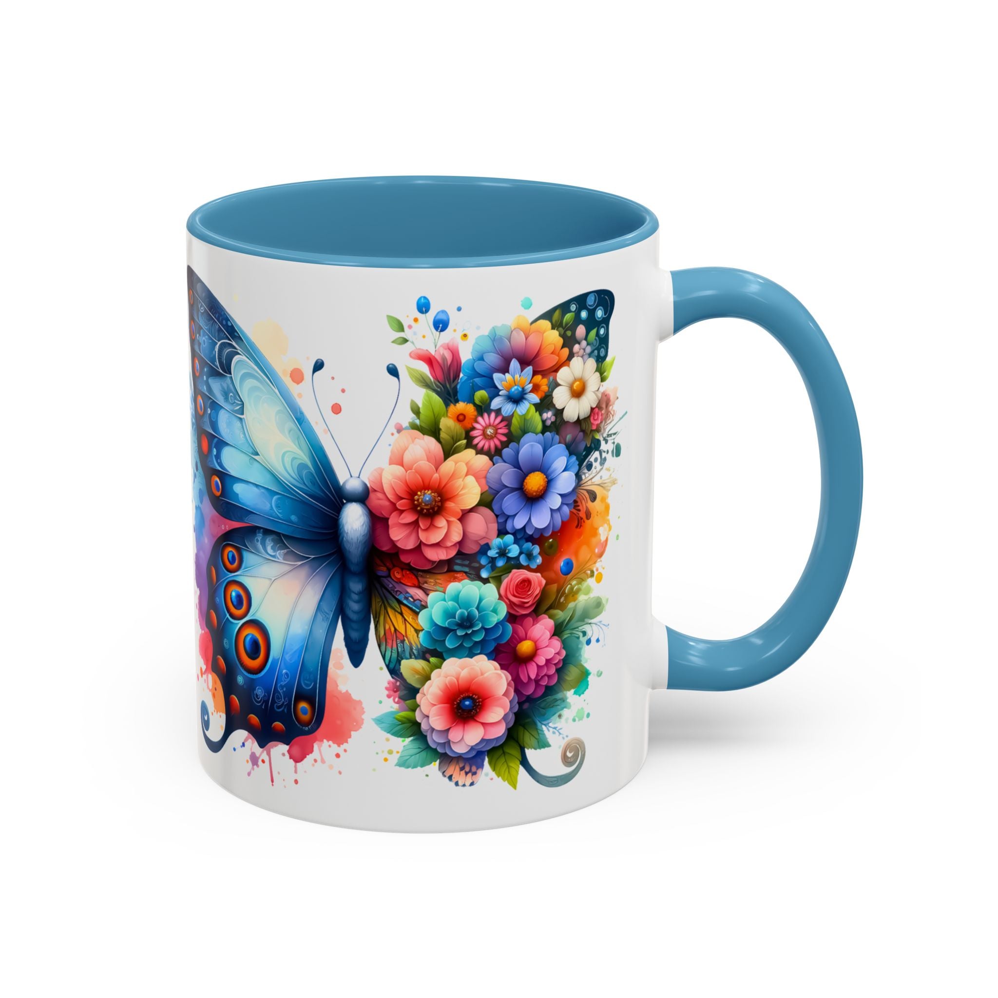 Colorful Floral Butterfly Accent Coffee Mug – Vibrant Artistic 11/15oz nature lover