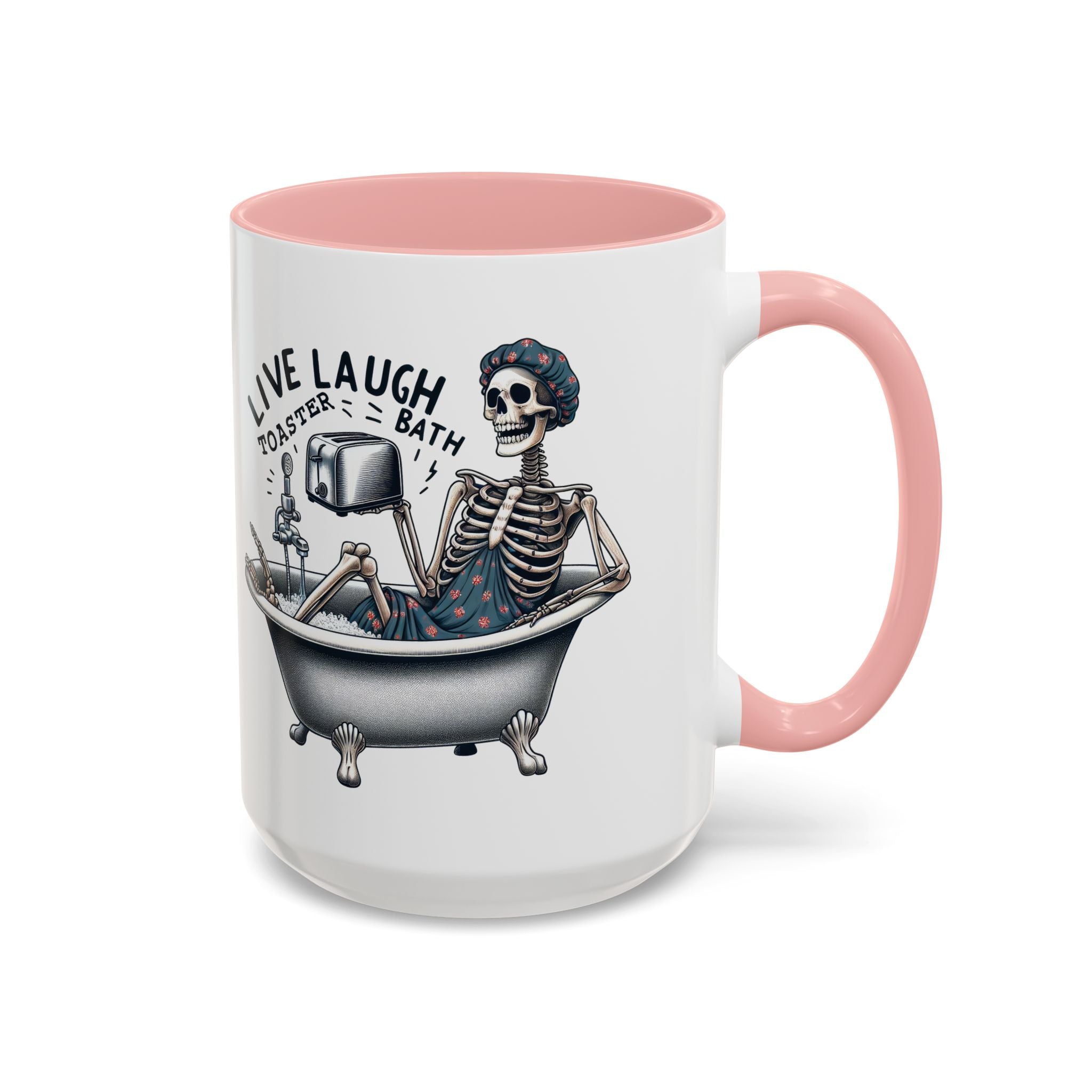 Skeleton Bath Time Coffee Mug, Live Laugh Roast & Relax Skeleton Mug, Funny Gift for Halloween, Quirky Kitchen Decor, Unique Coffee Cup