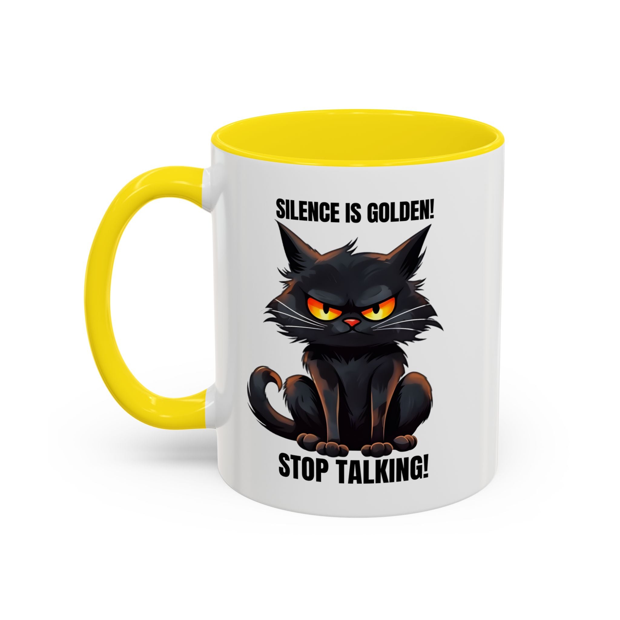 Funny Cat Mug | Silence Is Golden Coffee Cup | Gift for Cat Lovers | Humorous Kitchenware | Ceramic Teacup | Unique Animal Gifts