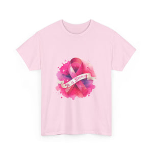 Empowering Cancer Awareness Tee - She is Strong, Support Shirt, Gift for Survivors, Pink Ribbon Apparel, Breast Cancer Awareness