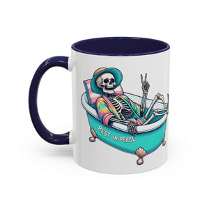 Rest in Peace Skeleton Coffee Mug - Fun Halloween Gift, Unique Home Decor, Hilarious Office Cup, Quirky Birthday Present, Spooky