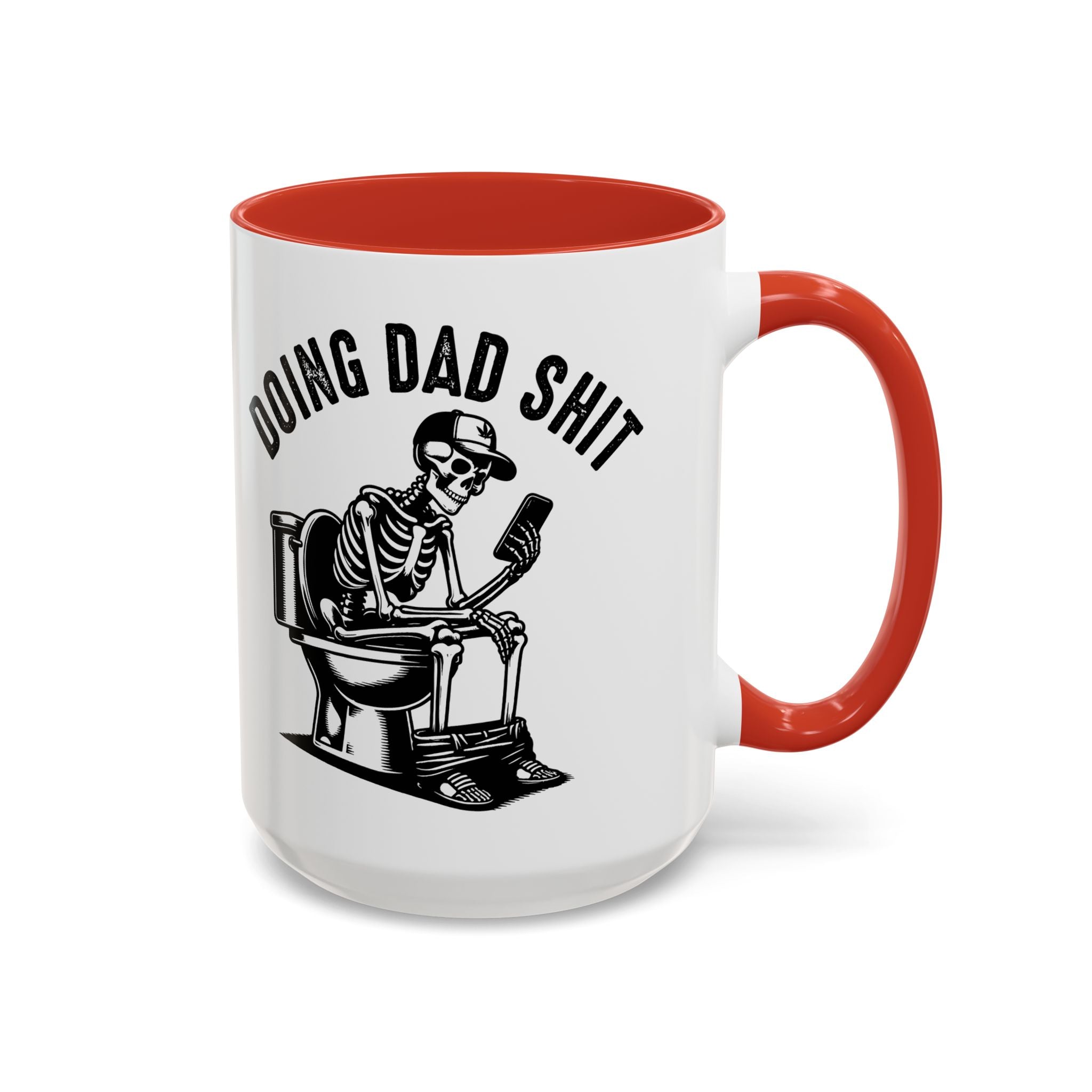 Doing Dad Shit Coffee Mug — Funny Skeleton Dad Toilet Humor Accent Mug
