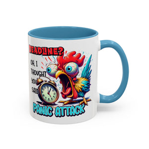 Funny Panic Attack Coffee Mug, Quirky Rooster Mug for Stress Relief, Gift for Teachers, Office Humor, Coworker Gift, Fun Coffee Cup