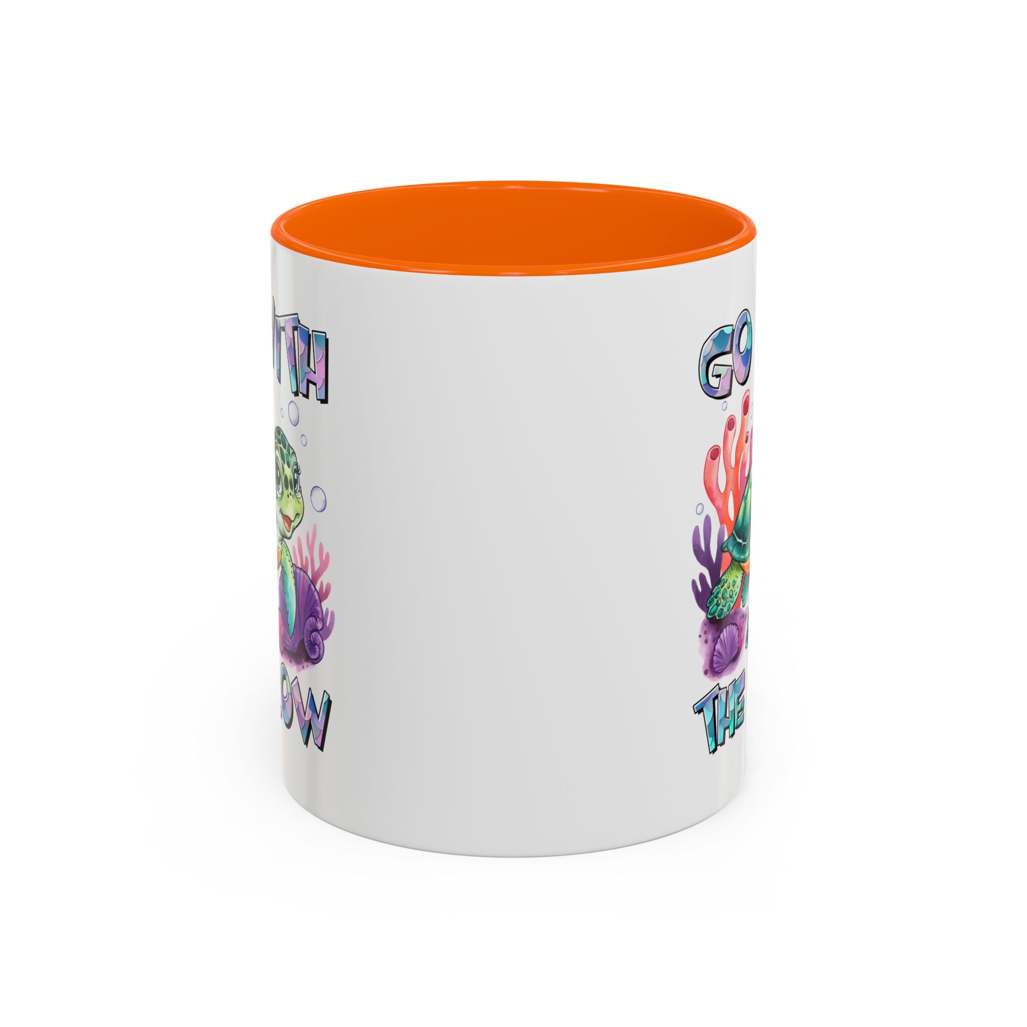 Ocean-Inspired Accent Coffee Mug - 'Go With The Flow' Design turtle