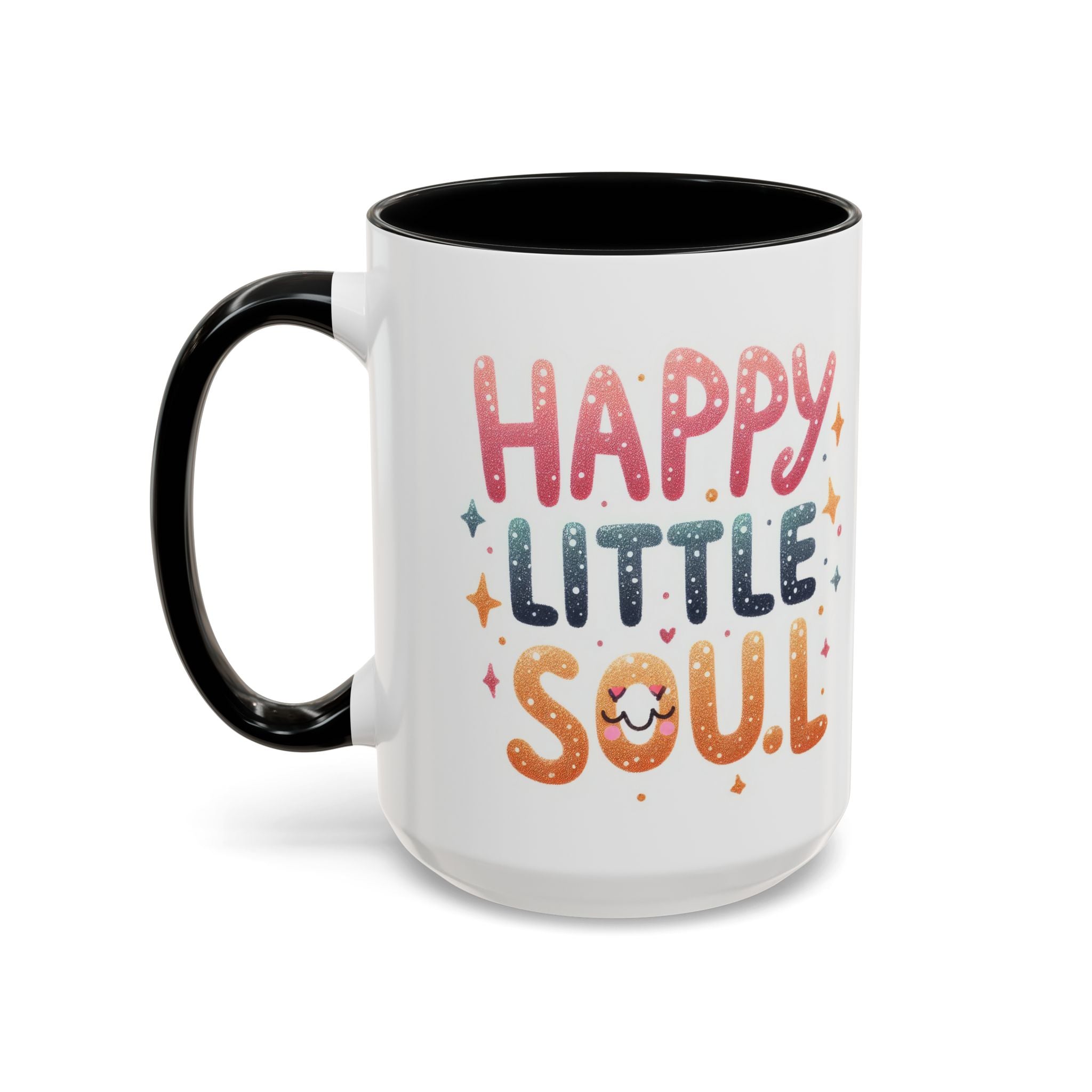 Happy Little Soul Accent Coffee Mug – Cute Positive Morning Quote (11/15 oz)