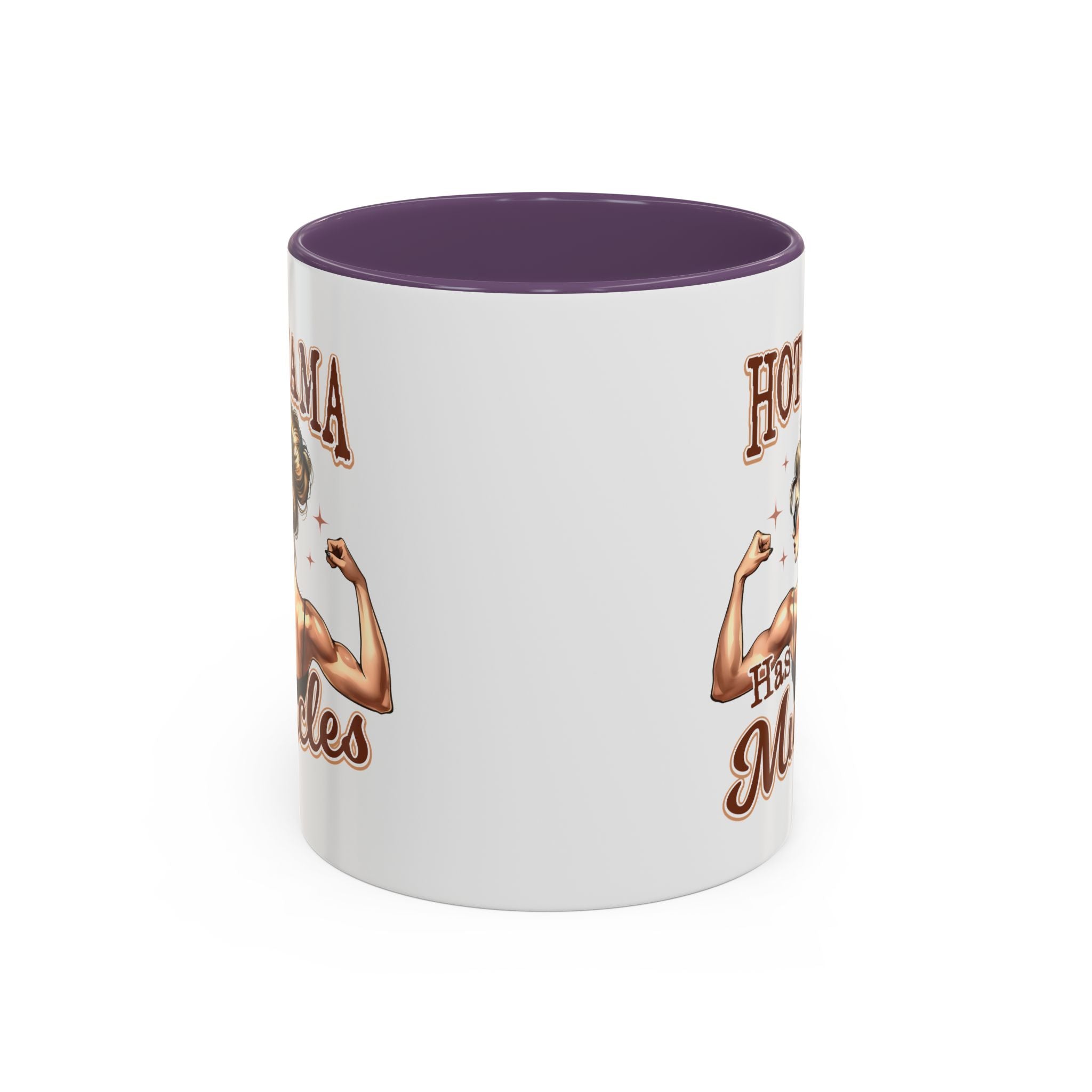 Hot Mama Has Muscles Coffee Mug - Fun & Motivational 11/15oz Accent Mug for Fitness Lovers