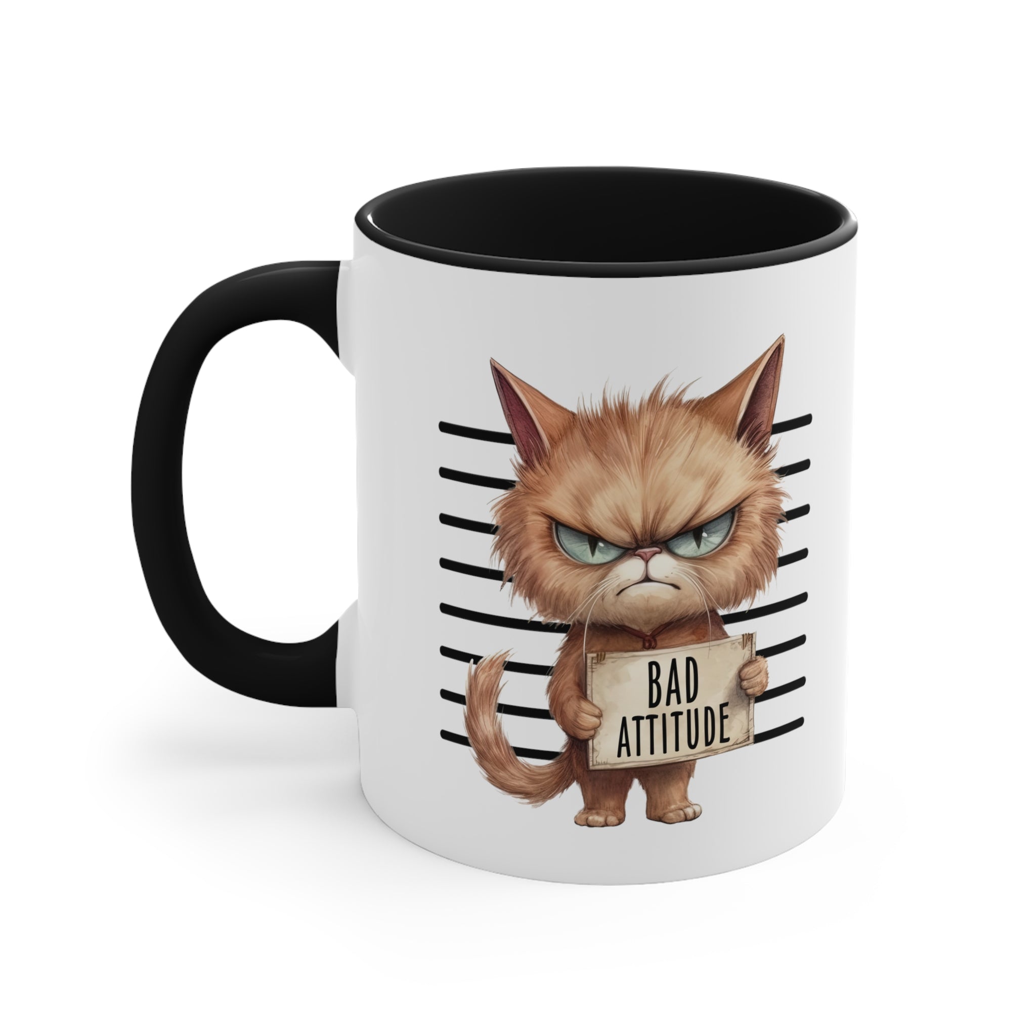 Funny cat bad attitude Accent Coffee Mug, 11oz animal lover gift