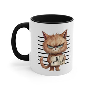 Funny cat bad attitude Accent Coffee Mug, 11oz animal lover gift