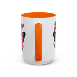 Survivor Butterfly Coffee Mug, Inspirational Gift, Pink Ribbon Mug, Breast Cancer Awareness, Empowerment Cup, Motivational Drinkware