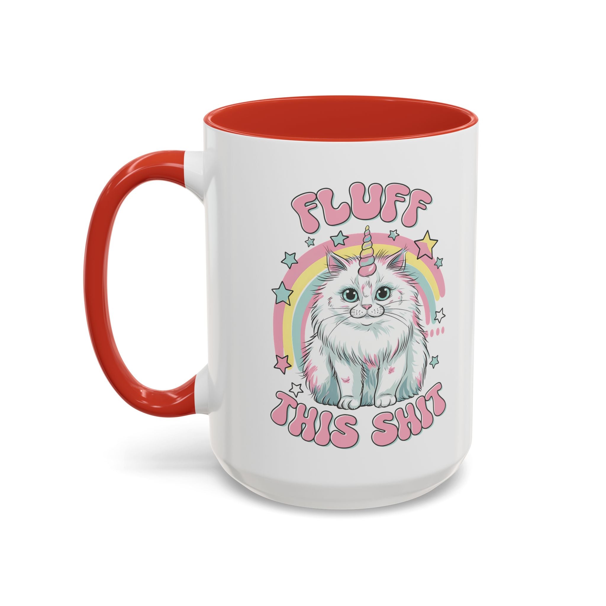 Whimsical Cat Coffee Mug - "Fluff This Shit" funny adult humor sarcasm
