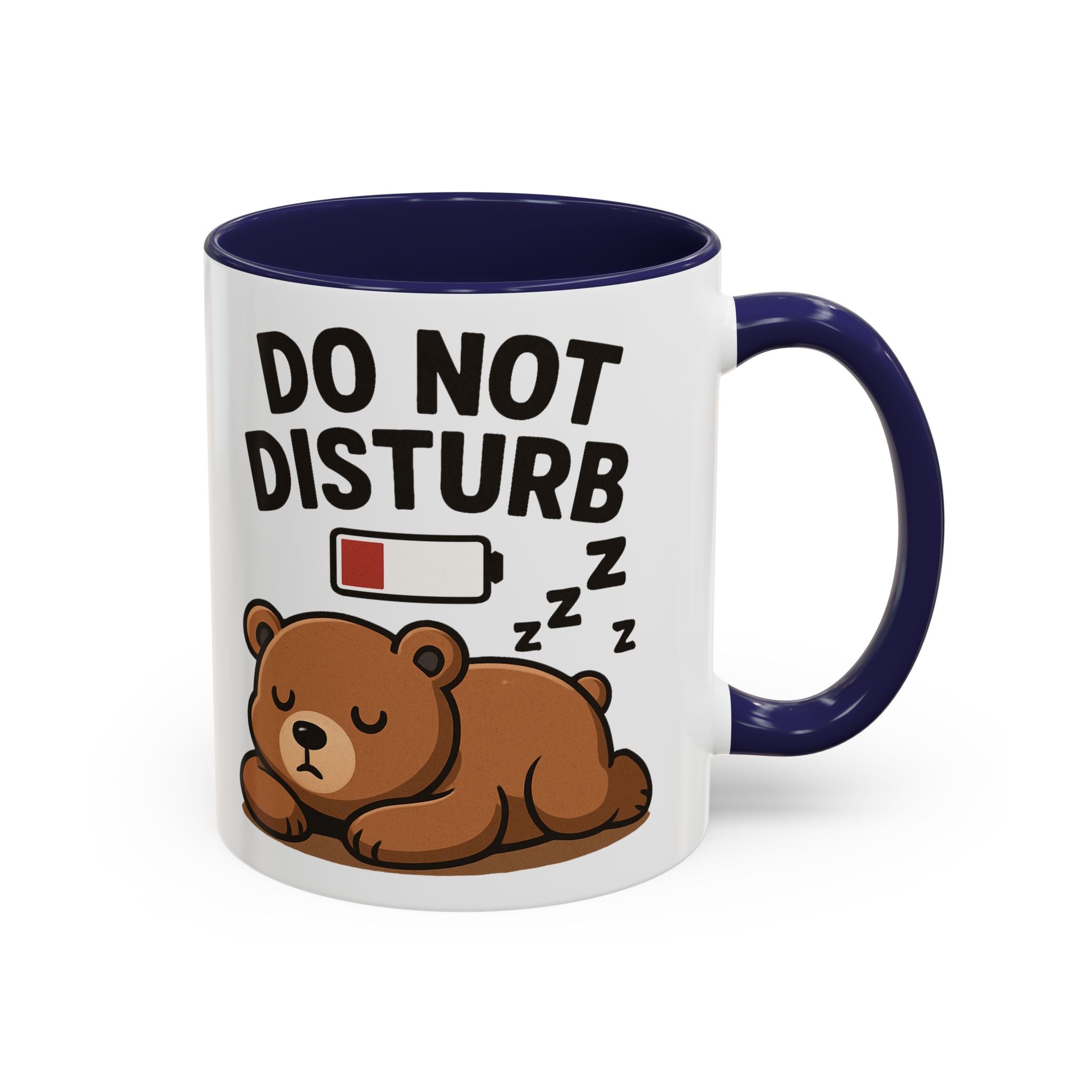 Do Not Disturb Bear Coffee Mug – Low Battery Cute Sleeping Bear Accent Mug (11/15oz)
