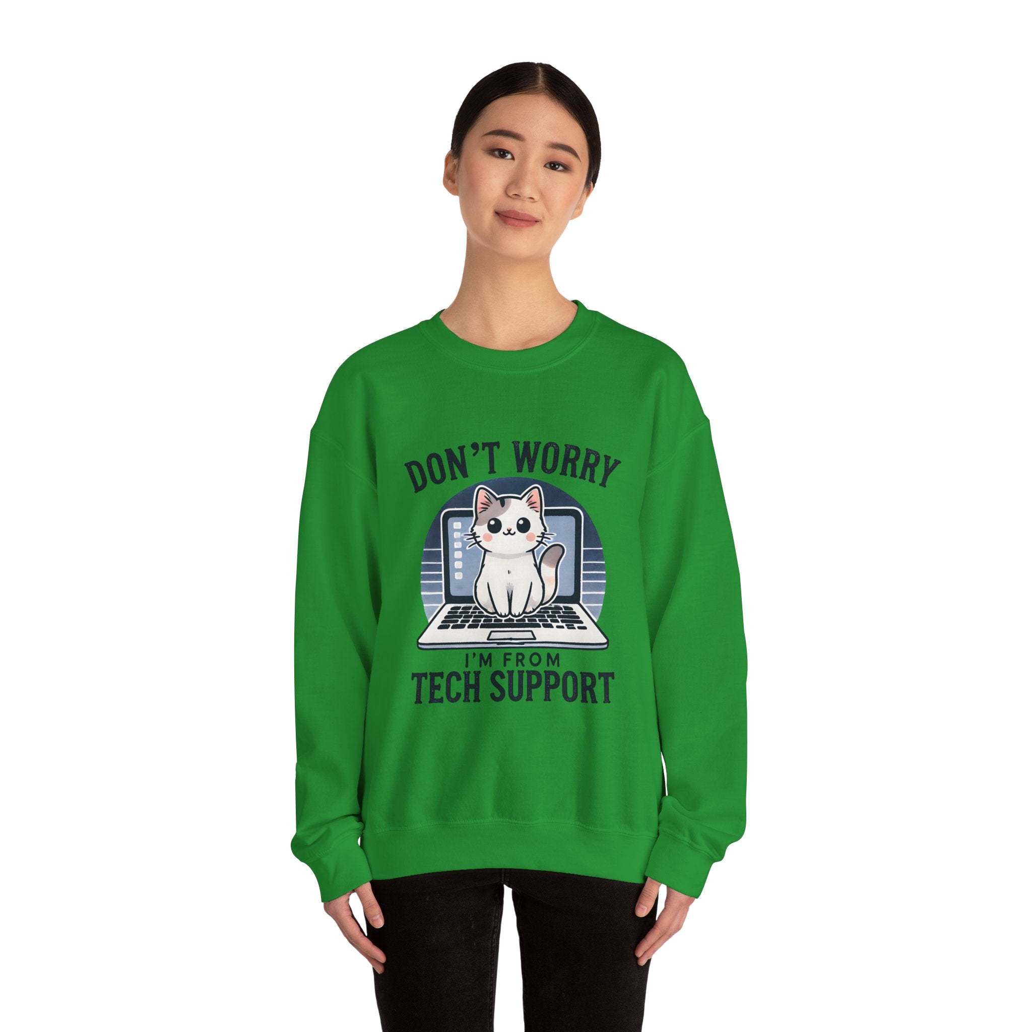 Tech Support Cat Crewneck Sweatshirt – Fun Gift for IT Lovers