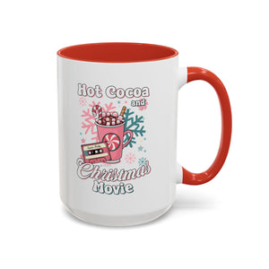 Hot Cocoa & Christmas Movie Mug, Cozy Holiday Cup, Winter Gift, Festive Beverage Container, Cute Coffee Mug