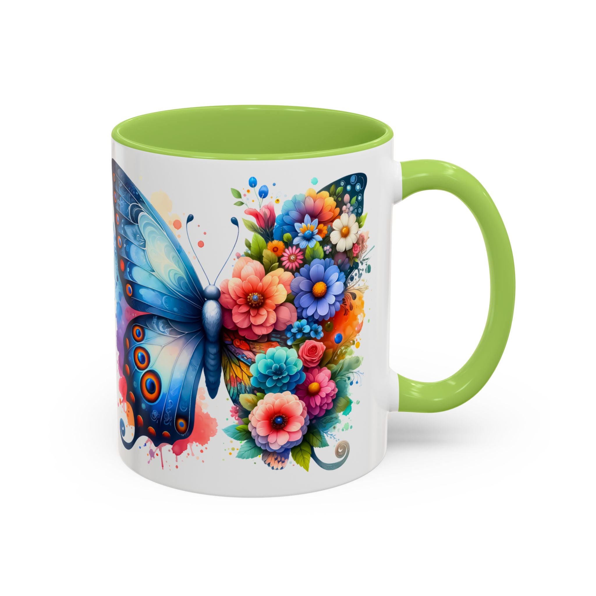 Colorful Floral Butterfly Accent Coffee Mug – Vibrant Artistic 11/15oz nature lover