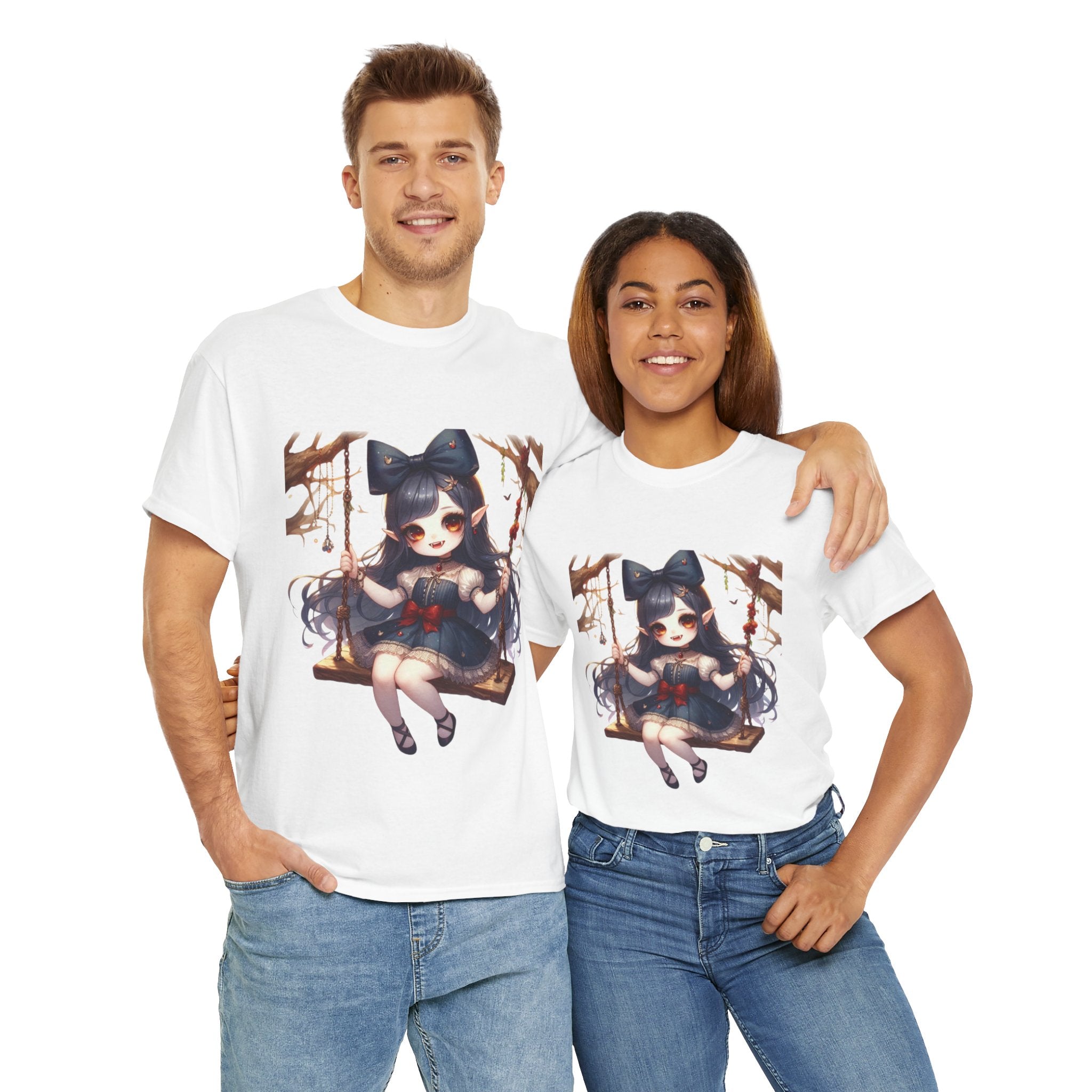 vampire girl on a swing horror Unisex Heavy Cotton Tee men women halloween #23