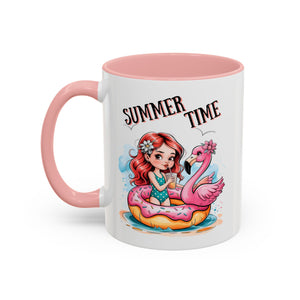 Summer Time Accent Coffee Mug - 11oz & 15oz funny cute girl floating