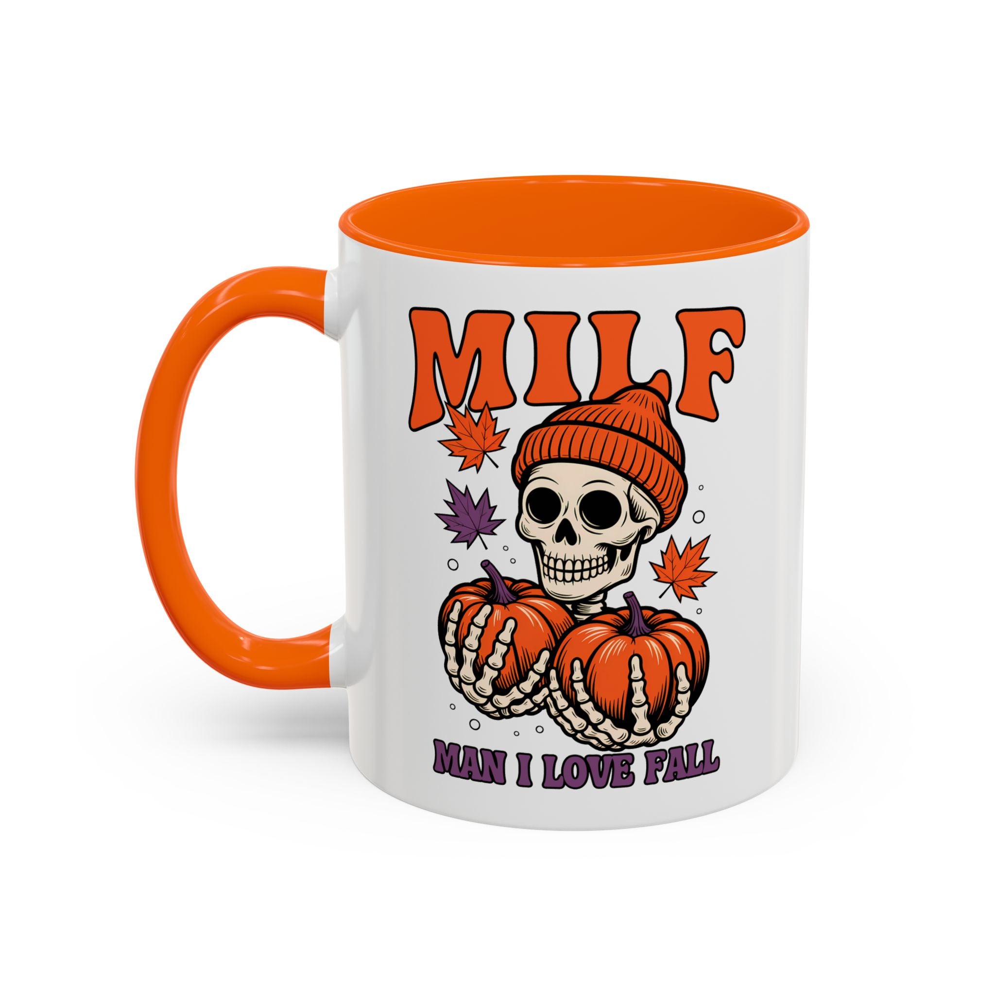 Halloween Pumpkin Skull Coffee Mug – "MILF: Man I Love Fall" funny adult humor sexy time joke